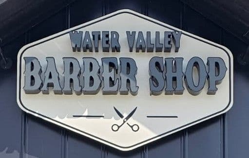 Water Valley Barbershop exterior storefront sign